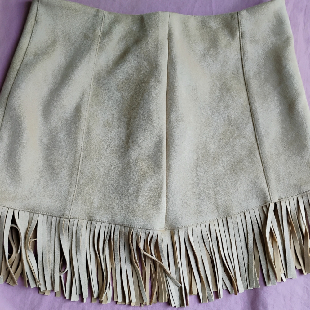 Forever 21 Cream Fringe Skirt